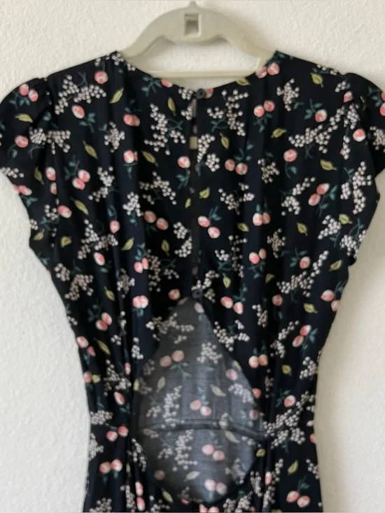 Reformation Gavin Dress Sasha Floral High Slit Cut Out Back Midi Black 4 - Picture 13 of 16